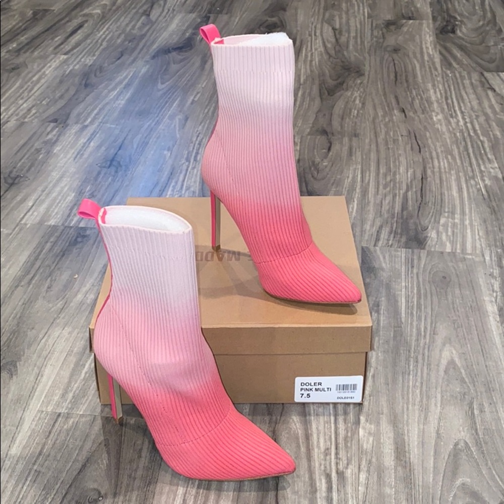 Steve Madden Domer Pink Multi Knit Bootie